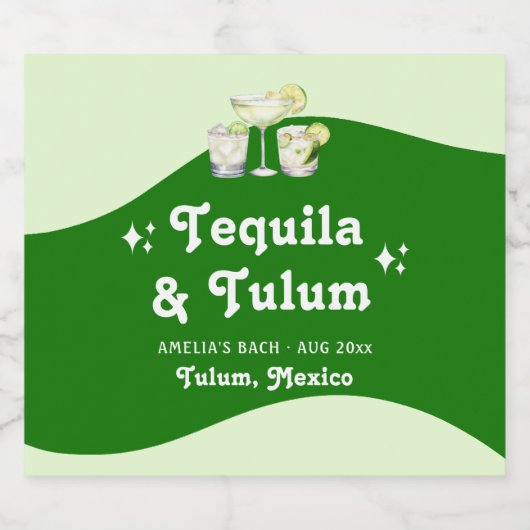 Lime Groene Citrus Tequila & Tulum Bachelorette Likeurfles Etiket (Enkel label)