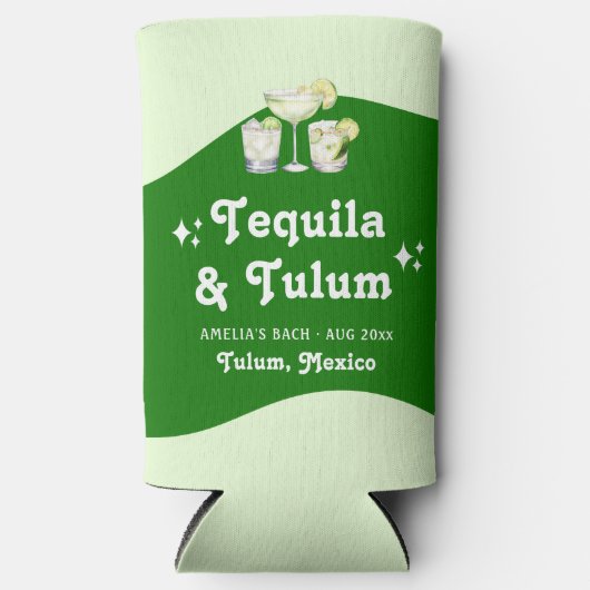 Lime Groene Citrus Tequila & Tulum Bachelorette Seltzer Blikjeskoeler (Voorkant)