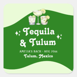 Lime Groene Citrus Tequila & Tulum Bachelorette Vierkante Sticker