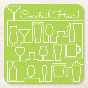 Lime groene cocktail party kartonnen onderzetters