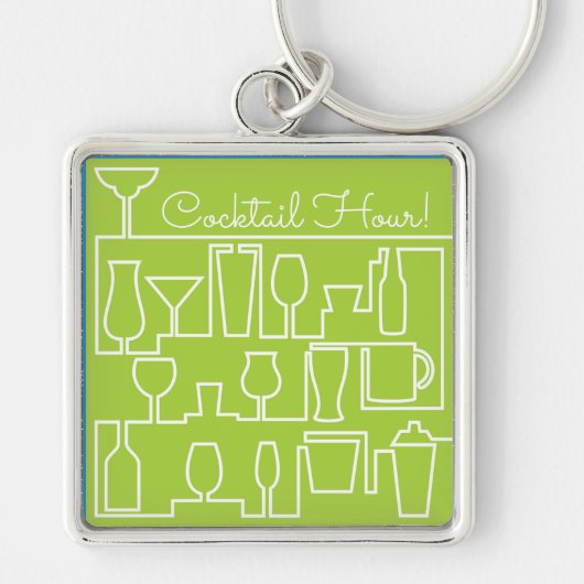 Lime groene cocktail party sleutelhanger (Voorkant)