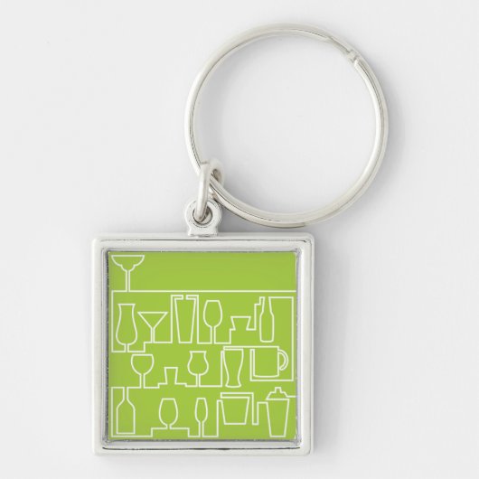 Lime groene cocktail party sleutelhanger (Voorkant)