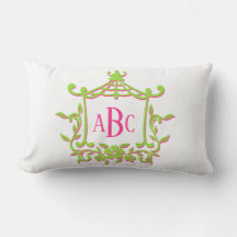 Lime Groene en Roze Pagode Bloem Lijst Monogram