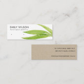 LIME GROENE EUCALYPTUS FAUNA EARRING STUD DISPLAY  MINI VISITEKAARTJE (Voorkant / Achterkant)