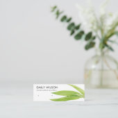 LIME GROENE EUCALYPTUS FAUNA EARRING STUD DISPLAY  MINI VISITEKAARTJE (Staand voorkant)