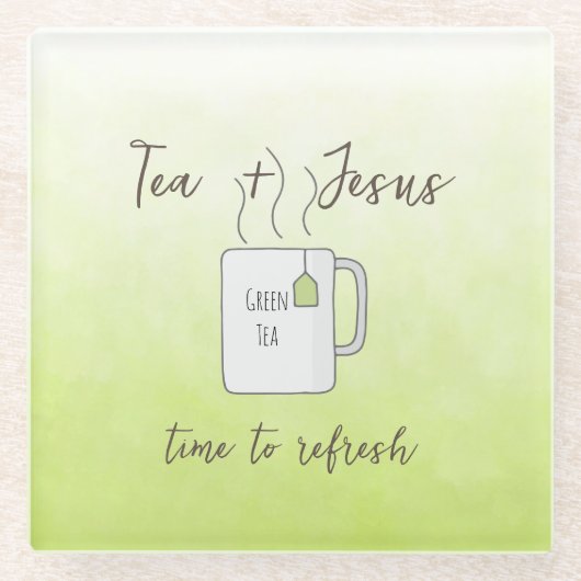 Lime Groene Gebed Tijd Vernieuwen Glazen Onderzetter (Voorkant)