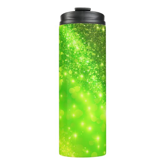 Lime Groene Glitter Holografische Thermische Tumbl Thermosbeker (Voorkant)