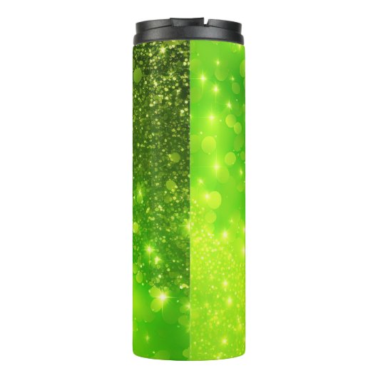 Lime Groene Glitter Holografische Thermische Tumbl Thermosbeker (Achterkant)