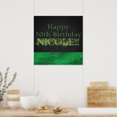 Lime Groene Glitter Moderne Glam Lovertjes Feest B Poster (Keuken)