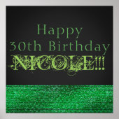 Lime Groene Glitter Moderne Glam Lovertjes Feest B Poster (Voorkant)