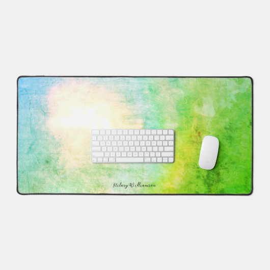 Lime Groene Grunge Abstracte Kunst Aangepaste Naam Bureaumat (Keyboard & Muis)