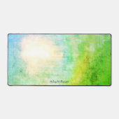 Lime Groene Grunge Abstracte Kunst Aangepaste Naam Bureaumat (Voorkant)