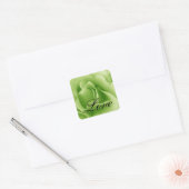 Lime Groene LIEFDE Bruiloft Roos Vierkante Sticker (Envelop)