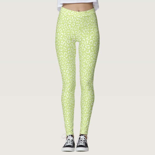 Lime groene luipaard vlekken patroon Abstract Leggings (Voorkant)