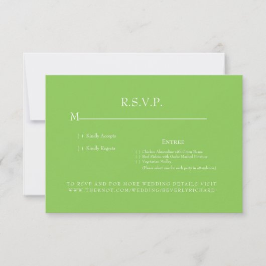 Lime Groene Monogram Bruiloft RSVP Kaart (Voorkant)