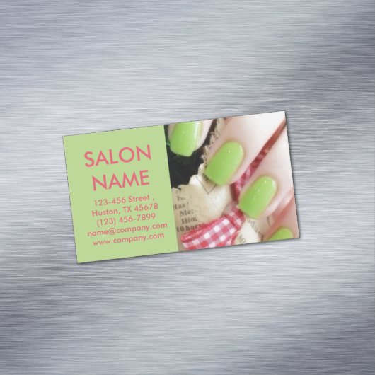 lime groene nagels mode beauty SPA nagelsalon Magnetisch Visitekaartje (Voorbeeld)