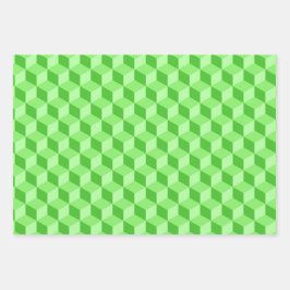 LIME GROENE PEACH AQUA BLAUW GEOMETRISCHE KUBPATRO INPAKPAPIER VEL