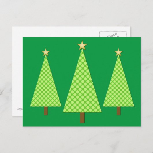 Lime groene polka dot moderne kerstbomen feestdagenkaart (Voorkant / Achterkant)