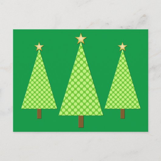 Lime groene polka dot moderne kerstbomen feestdagenkaart (Voorkant)