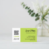 Lime groene QR-code foto sociale media pictogramme Visitekaartje (Staand voorkant)