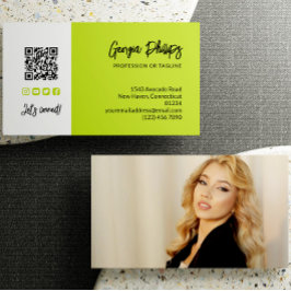 Lime groene QR-code foto sociale media pictogramme Visitekaartje