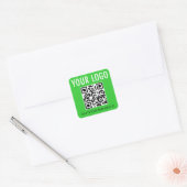 Lime Groene QR Code Stickers Bedrijfslogo Vierkant (Envelop)