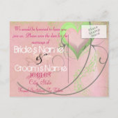 Lime Groene Roze Harten Bruiloft Save the Date Aankondigingskaart (Achterkant)