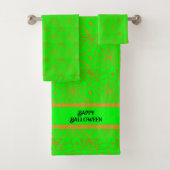 Lime Groene Spin Web Halloween Bad Handdoek (Insitu)