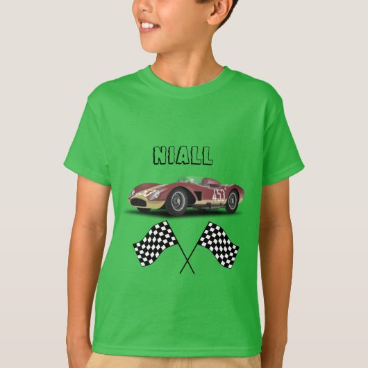 Lime Groene Sportieve Race Auto Gepersonaliseerd T-shirt (Voorkant)