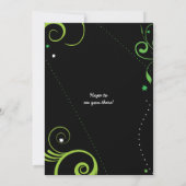 LIME GROENE SWIRLS EN STARS Bat Mitzvah Invitation Kaart (Achterkant)