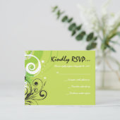 LIME GROENE SWIRLS EN STARS Bat Mitzvah Reply Card RSVP Kaartje (Staand voorkant)