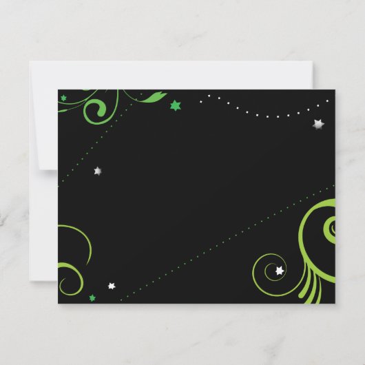 LIME GROENE SWIRLS EN STARS Bat Mitzvah Reply Card RSVP Kaartje (Achterkant)