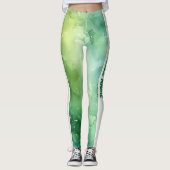 lime Groene Waterverf PERSONALISEREN Leggings (Voorkant)