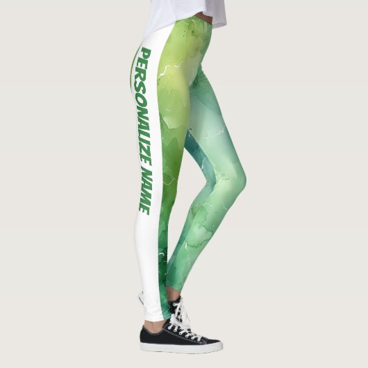 lime Groene Waterverf PERSONALISEREN Leggings (Rechts)