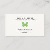 Lime Groene Waterverf Vlinder Logo Eenvoudig Visitekaartje (Achterkant)