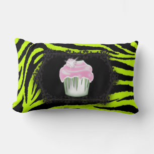 Lime groene zebra print roze cupcake zoet zestien kussen