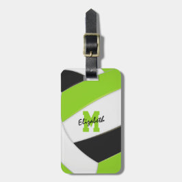 lime groene zwarte teamgiften volleyball bagagelabel