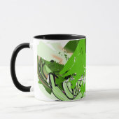 Lime Jungle Lines — Groene Abstracte Wrap Mok (Links)