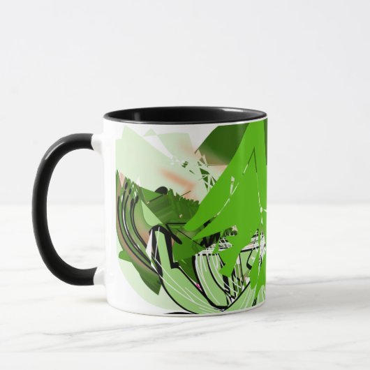 Lime Jungle Lines — Groene Abstracte Wrap Mok (Links)
