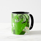 Lime Jungle Lines — Groene Abstracte Wrap Mok (Voorkant rechts)