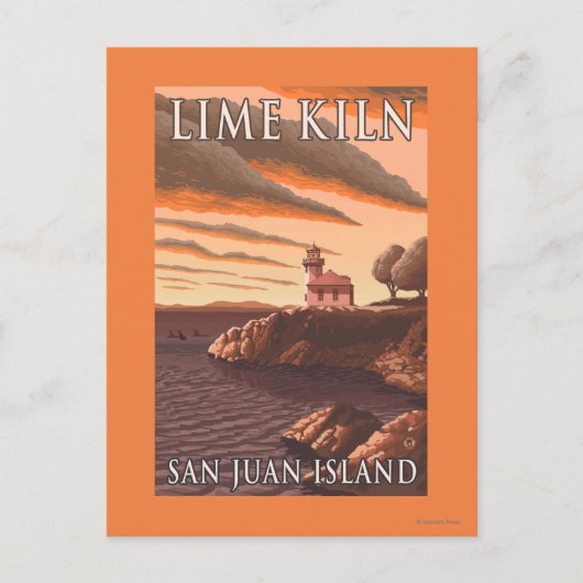 Lime Kiln Lighthouse Vintage Travel Poster Briefkaart (Voorkant)