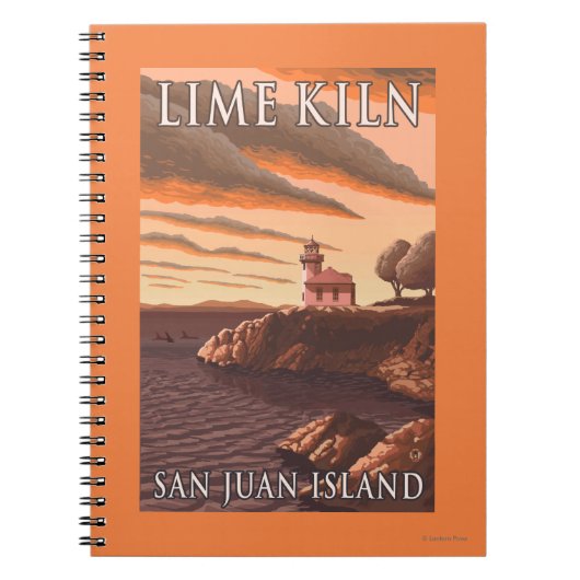 Lime Kiln Lighthouse Vintage Travel Poster Notitieboek (Voorkant)