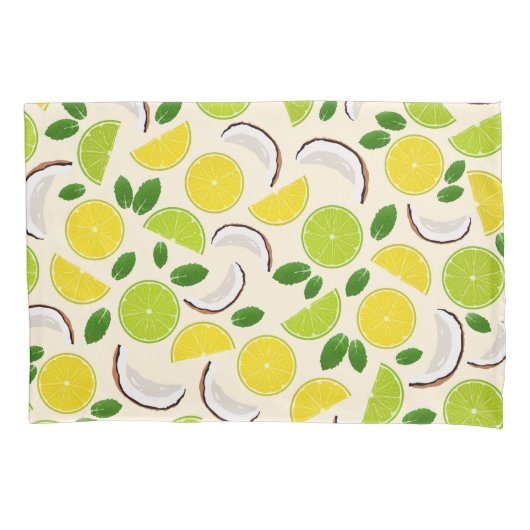 Lime lemon coconut and mint pattern happy summer kussensloop (Voorkant)