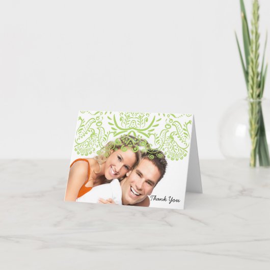 Lime Love Birds Bruiloft Bedankt Kaarten (Voorkant)