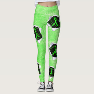 Lime Lyme-ziekte bewustzijn linten Leggings