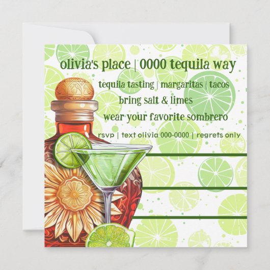 Lime | Margarita Happy Hour | Partij Kaart (Achterkant)