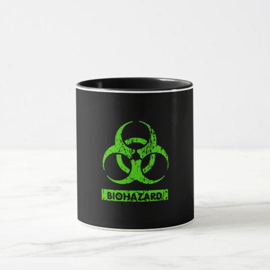 Lime Neon Groen Bio-Gevaarlijke Chemicaliën Grafis Mok (Midden)