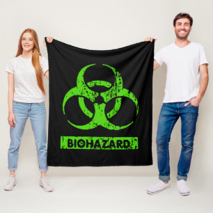 Lime Neon Groen Bio-Hazard Chemicaliën Grafisch Fleece Deken