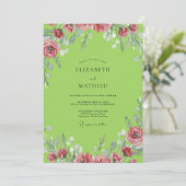 Lime Roze Bloesem Bruiloft Kaart (Staand voorkant)