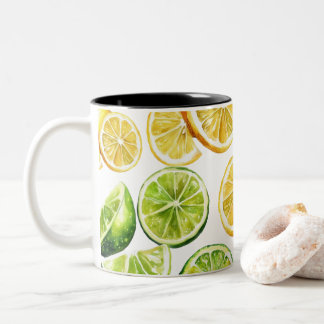 Lime Slices Mug: Zesty Citrus Kitchen Decor Tweekleurige Koffiemok